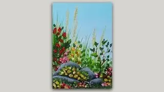 Acrylic Painting Rock Garden Blossoms easy painting