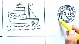 Doodle Drawing Ideas / Doodle art easy tutorial / Lion drawing easy / How to draw Boat / Fish doodle