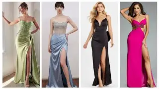 Mermaid strapless crystal satin fitted prom dress evening party dress #2026 