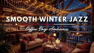 Soft Winter Jazz Cafe ❄️ Gentle Piano | Snowfall & Crackling Fireplace for Relax, Study, Work