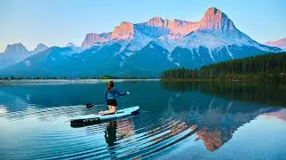 Relaxing Sunrise Paddle Board ASMR in the ROCKY MOUNTAINS near Banff