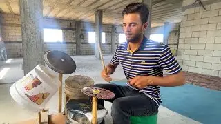 Aspiring Drummer Makes Drum Set Out of Garbage