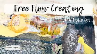 FREE FLOW CREATING in my SCRAPPY ART JOURNAL - Studio Vlog 14