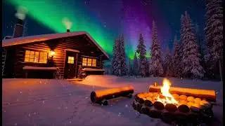 Outdoor Winter Fire Cabin side