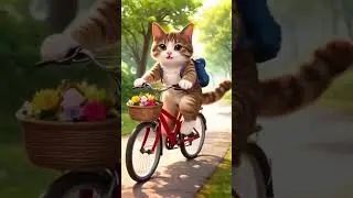cat riding a bicycle #cat #youtube #shorts