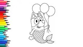 Mermaid bluey Drawing, Painting & Coloring For Kids and Toddlers_Child Art