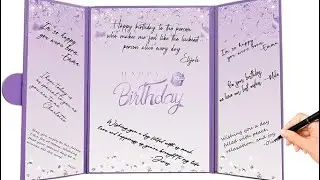 Crenics Purple Happy Birthday Decorations, Creative Birthday Guest Sign in Book Alternative