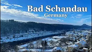Scenic winter Bad Schandau, Saxon Switzerland (S&auml;chsische Schweiz) Germany 🇩🇪 Walking tour 4K HDR