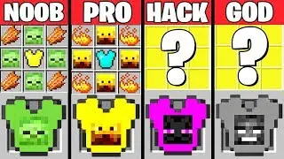 Майнкрафт Битва: МОНСТР БРОНЯ КРАФТИНГ ЧЕЛЛЕНДЖ - НУБ vs ПРО vs ХАКЕР vs БОГ Смешная Анимация