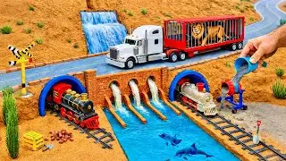 DIY Mini Truck Builds Brick & Metal Railing Bridge | Fun Construction&nbsp;Science&nbsp;Project