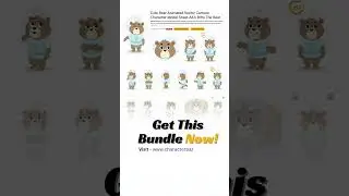 Cute Bear Cartoon Character Bundle | Animated Vector Modal Sheet