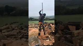 The only way to split logs #outdoorwork #logging#firewood#chainsaw#woodworking#wood#diy #diycrafts