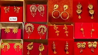 Latest gold top kaner new design with light weight gold earrings designs Sathi simply life 