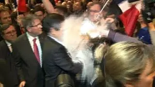 Man dumps flour on France's Fillon at rally