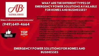 What are the different types of emergency power solutions available for homes and businesses?
