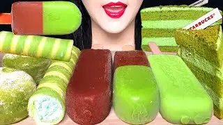 ASMR GREEN TEA CHOCOLATE ICE CREAM, CAKE 💚녹차 초콜릿 아이스크림, 케이크💚 EATING SOUNDS MUKBANG 녹차 디저트 먹방!!