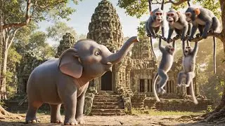 LOST IN ANCIENT TEMPLES! 🐘🏯 Cute Girl & Baby Elephant at Angkor Wat | 3D Animation Adventure