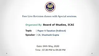 Paper 4-Taxation (Indirect) -  Intermediate (Evening Session) - 04.05.2020