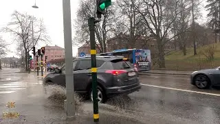 Walkingtraveler: Stockholm, Sweden | Valhallav&auml;gen on a Rainy Day | 4K