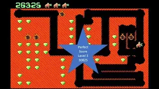 Digger Dos Level 3; Dos Digger game review; PC game Digger 1983; Perfect score of 30825
