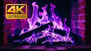 Purple Ambience Fireplace with Dreamy Violet Flames for Deep Relaxation and Peaceful Nights