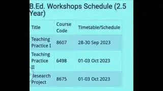 B.ED WORKSHOP SCHEDULE 2.5 YEARS #aiou #aiou_updates #viral #assignment_2023  @jhwconcepts711