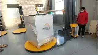 M Type Turntable Pallet Wrapper for Forklift Fully-auto E type Pallet Wrapper with Top Press