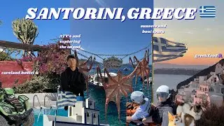 SANTORINI GREECE VLOG (fira, oia, ATV's, amoudi bay, caveland hostel, solo travel, sunsets, beaches)