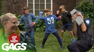 Kids Throw Water Balloons at a Cop!!