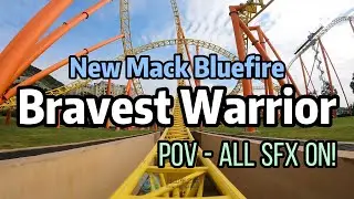 Bravest Warrior Roller Coaster (Blue Fire) at Xuzhou Amusement Land POV with full lights & sound on