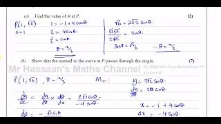 [1] A2 (IAL) Pure Mathematics (P4)  Solomon B Q7   Parametric Equations