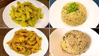 4 Easy Dinner recipes | Hummus Pasta | Paneer Pasta | Garlic Egg Fried Rice | Mushroom Fried Rice