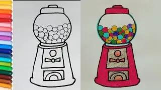 How to draw a funny Gumball machine 😉: draw a Gumball machine for kids ❤️
