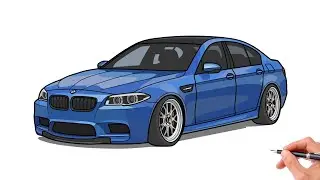 How to draw a BMW M5 F10 / drawing bmw 2011 car step by step