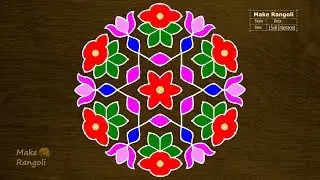 Flowers Kolam with 15x8 Interlaced dots | Pongal Kolam | Sankranthi Muggulu
