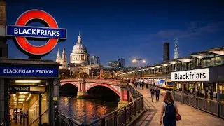 Walking London at Night 🌙 | Blackfriars Tube to Blackfriars Station River Thames Walk
