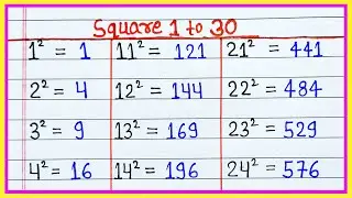 1 से 30 तक वर्ग | square root 1 to 30 | 1 se 30 tak varg | 30 tak varg | 2 se 30 tak varg