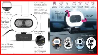 Aluratek 1080p HD Webcam with Ring Light, Auto Focus and Directional Noise Cancelling Mic