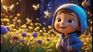 Five Little Bees Buzz Around the Flowers | Fun Counting Song for Kids | Educational Nursery Rhyme