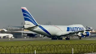 National Airlines 747-446F lineup and departure at Manila International runway 06