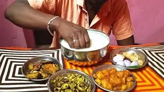 Simple Food items eating pakhala thali ll Indian foods ll odisha food ll Mukbangll Desikhanpaneating