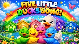 Five Little Ducks 🦆 | Colorful Ducks Song | Kids Nursery Rhyme | 3D Animation