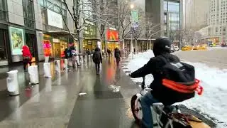 Snow on 9th Avenue and Columbus Circle
