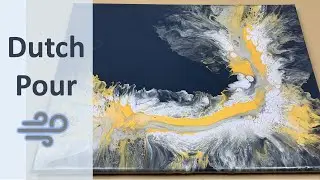 Dutch Pour on Payne's Grey Background - Acrylic Pouring Tutorial