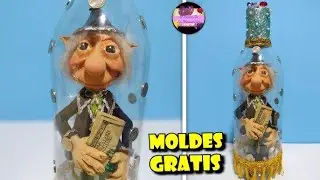 Haz tu propio Duende del dinero y la abundancia embotellado con material reciclable (Moldes Gratis)