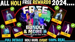 HOLI EVENT FREE FIRE 2024 FREE BUNDLE & MORE HOLI REWARDS 2024 HOLI MISSION KAISE COMPLETE HOGA ?