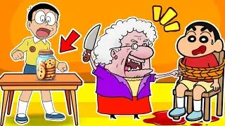 Shinchan & Nobita Eat Or Kill By Evil Granny 😱😱 | Shinchan And Nobita Game | Funny Game |