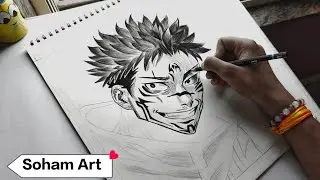 Anime character sukuna sketch for charcoal work 🫨