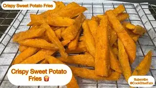 Crispy Sweet Potato Fries😋 The Secret? A Flour - Cornstarch coating and a splash of Vinegar! 