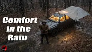 Setting up a Monster Tarp Storm Shelter in the Pouring Rain - Storm Camp